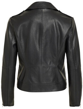 Vila Short Zip-Up Jacket In Faux Leather Women's Black Medium