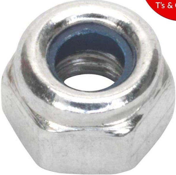 Sealey NLN4 Zinc Plated Nylon Locknut M4, DIN 982 - Pack of 100