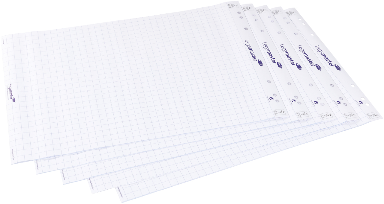 Legamaster kariertes Flipchart-Papier 65 x 98 cm - 5er Pack