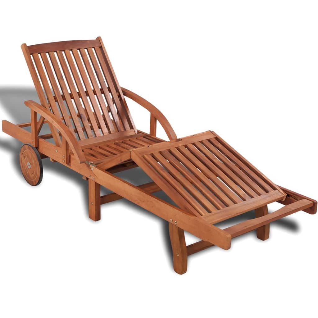 New Vidaxl Solid Acacia Wood Sun Lounger 200X68x83cm Outdoor Chaise Lounge Bed 42592