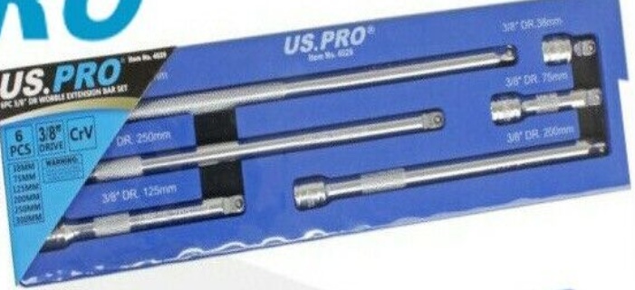 B&Q - 6Pc 3/8 Dr Wobble Extension Bar Set 4029 - Image 2