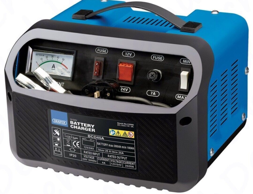 Draper 53000 12/24V Battery Charger 20 - 25A