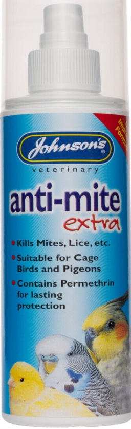 JOHNSONS ANTI MITE EXTRA SPRAY CAGE BIRDS KILLS MITES & LICE 150ML