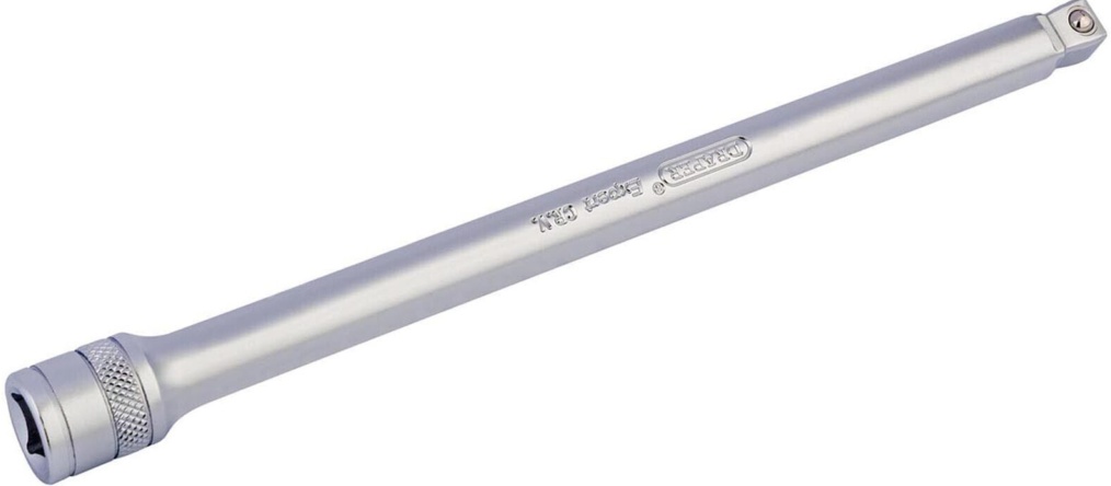 Draper 16745 Satin Chrome Wobble Extension Bar 3/8"" Sq Dr 200mm