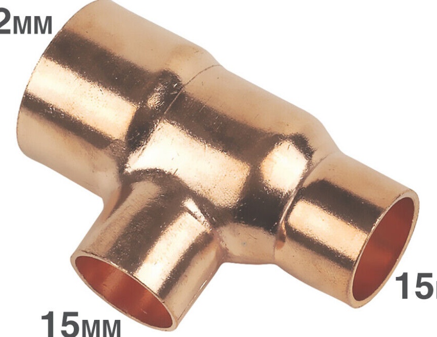 Reducing Tee 22mm x 15mm x 15mm End Feed WRAS Approved Embrass
