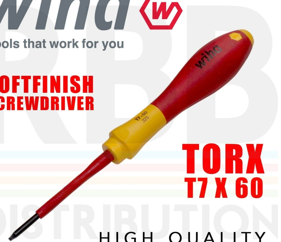 Wiha 03762 Torx Screwdriver T7 60mm VDE Electrician 1000 V AC SoftFinish Length