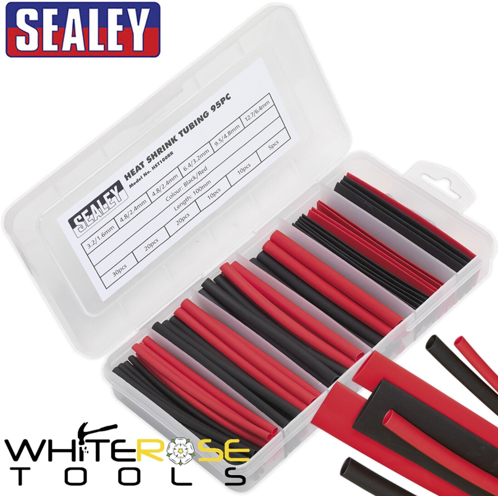  - Sealey Heat Shrink Tubing Assortment 95Pc 100mm Black & Red Hst100Br - Image 6
