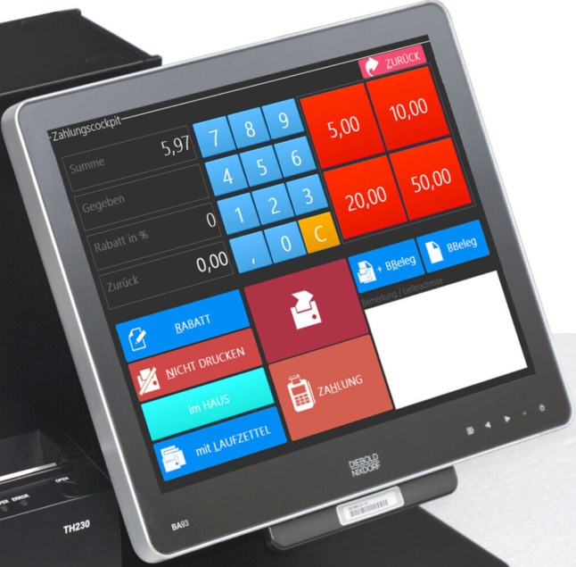 Cash register system 15"" 38cm 10-point touchscreen monitor store bistro TSE KA41