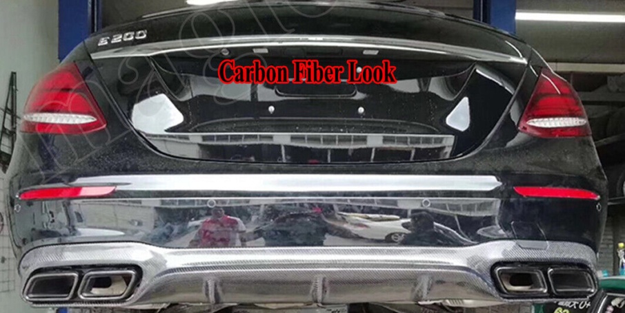 FOR MERCEDES E CLASS W213 E63 LOOK AMG REAR BUMPER DIFFUSER TAILPIPE CARBON LOOK