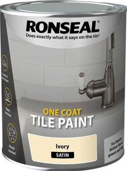 Ronseal One Coat Tile Paint Ivory Satin 750ml