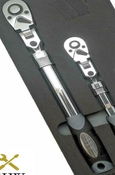 Welzh Werkzeug Extendable Lockable Flexi Head Ratchet Set 1/4 3/8 1/2 72 TOOTH