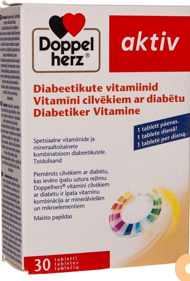 DOPPELHERZ AKTIV Multi Vitamins Minerals for Diabetics 30 Tablets Supplement