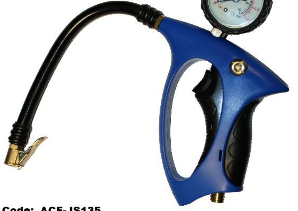 Comfort Grip Tyre Inflator-  150 PSI- Glow in the Dark Swivel Gauge