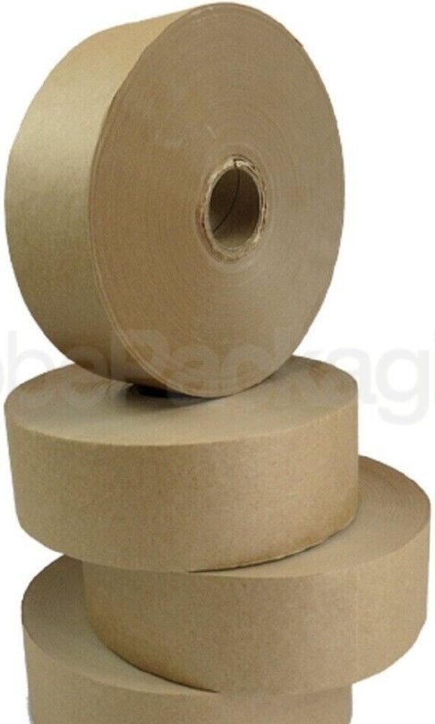 2 x ROLLS OF PLAIN STRONG GUMMED PAPER WATER ACTIVATED TAPE 48mm x 200M, 60GSM