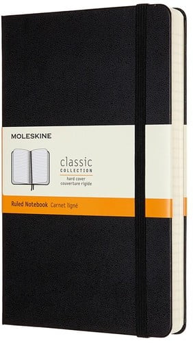 Black Notebook Expanded Large Ruled Hardback