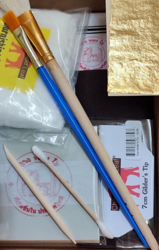 Gold Leaf Adhesive Glue Size 50ml Metal Leaf Acrylic Gilding 5mm Brushes