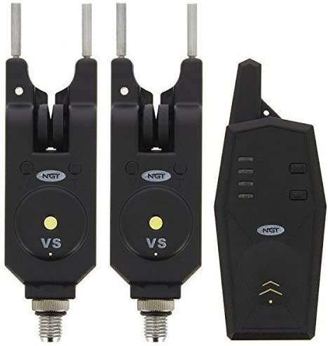 NGT Bite Alarms 2+1 Set VS Wireless with Transmitter Receiver Built In Snag Ears