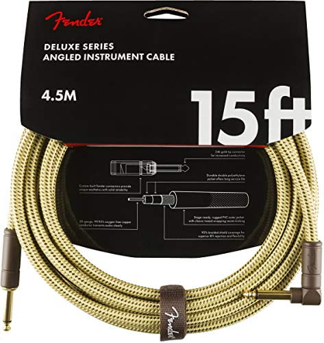 Fender Deluxe Instrument Cable 4.5 m Tweed, Angled, Gold-Plated