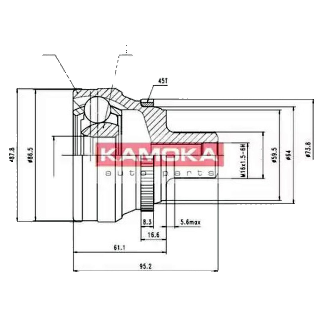 Wheel Side KAMOKA 6622 Joint Kit, drive shaft for AUDI,VW