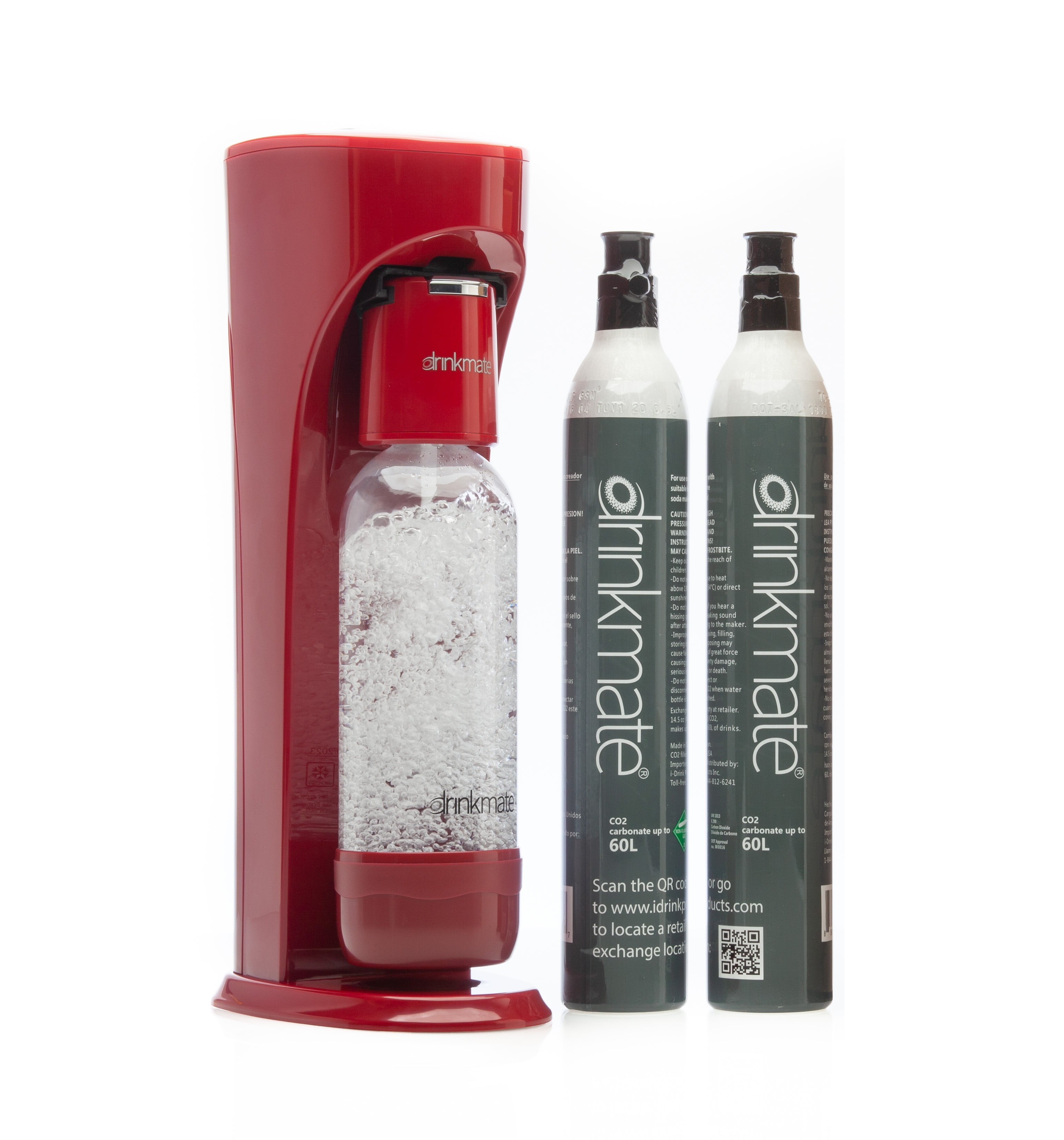 Drinkmate OmniFizz Soda Maker - Carbonates Beverages - Red - 60L CO2 Cylinders