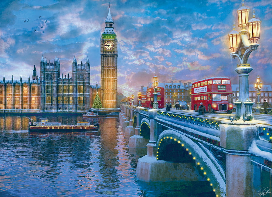 Christmas Eve In London 1000PC Eurographics Deluxe Jigsaw Puzzle 6000-0916