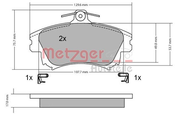 Original Metzger Brake Pad Set Disc Brake 1170032 for Mitsubishi Smart