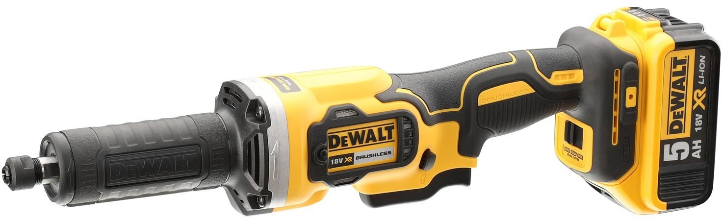 DeWALT DCG426P2 18V XR 125mm Cordless Brushless Die Grinder 2x5Ah Batts, Charger
