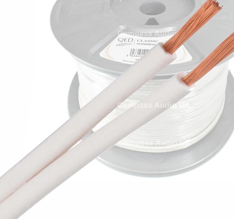 30m QED 79 Strand Speaker Cable OFC Oxygen Free Copper WHITE Unterminated