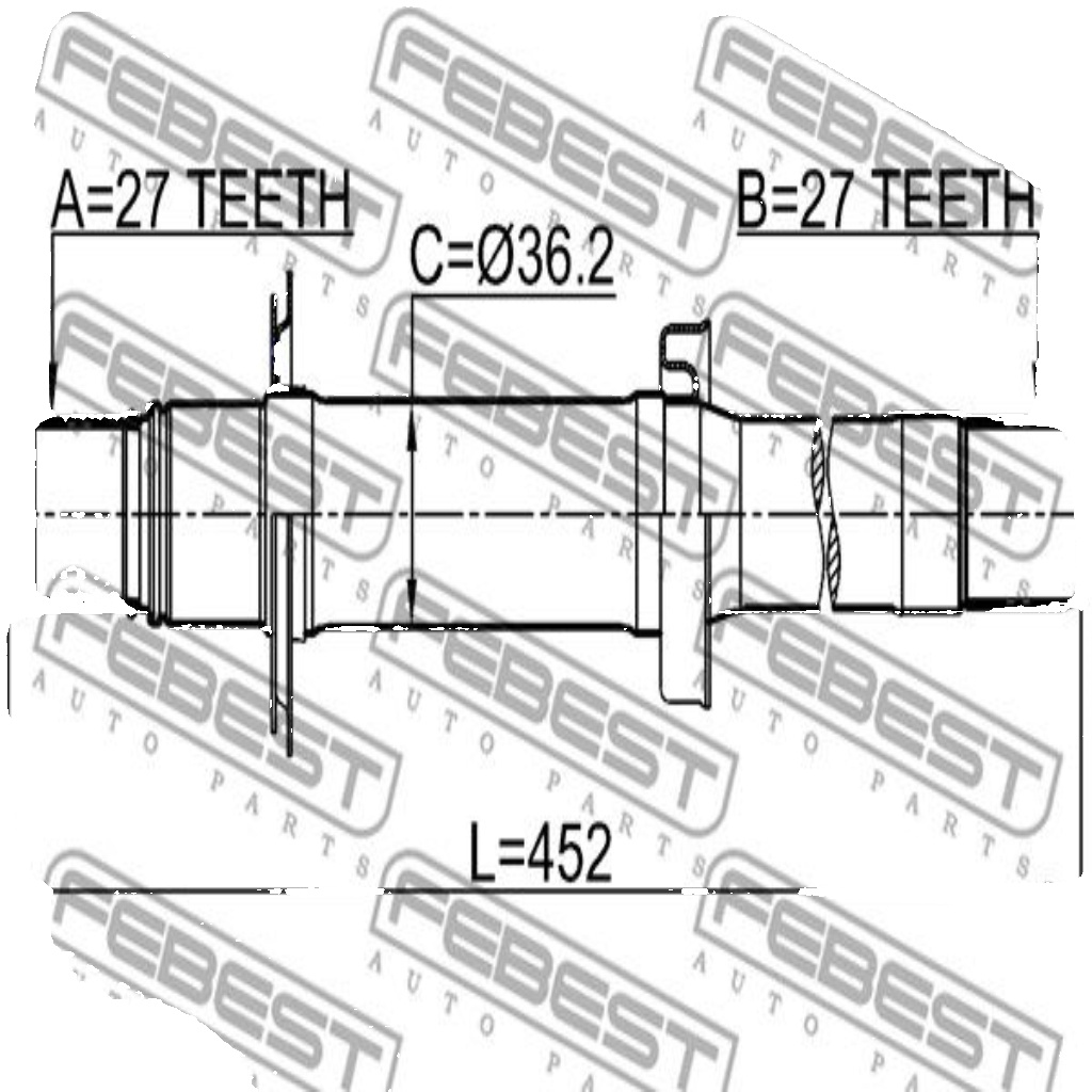 Front Right Driveshaft FEBEST 1412-ACTWD2RH SSANGYONG KORANDO (CK) (2010-)