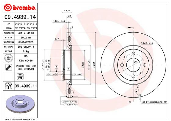 Brembo 09.4939.11 Brake Disc