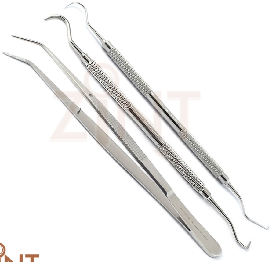 Set Of 3 Dental Examination Kit College Tweezer Dentist Scalers Hygienists Tools
