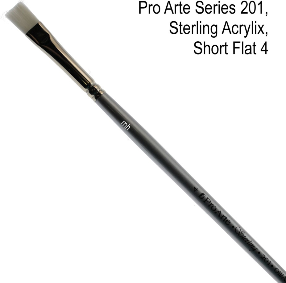 single artists brush Pro Arte Series 201 short flat acrylic oil paint brushes