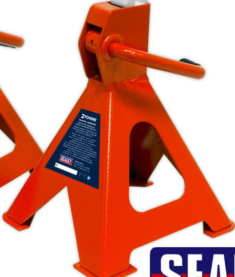 Sealey VS2002OR ORANGE Axle Stands Pair 2 tonne / Ton Capacity Each Ratchet Type