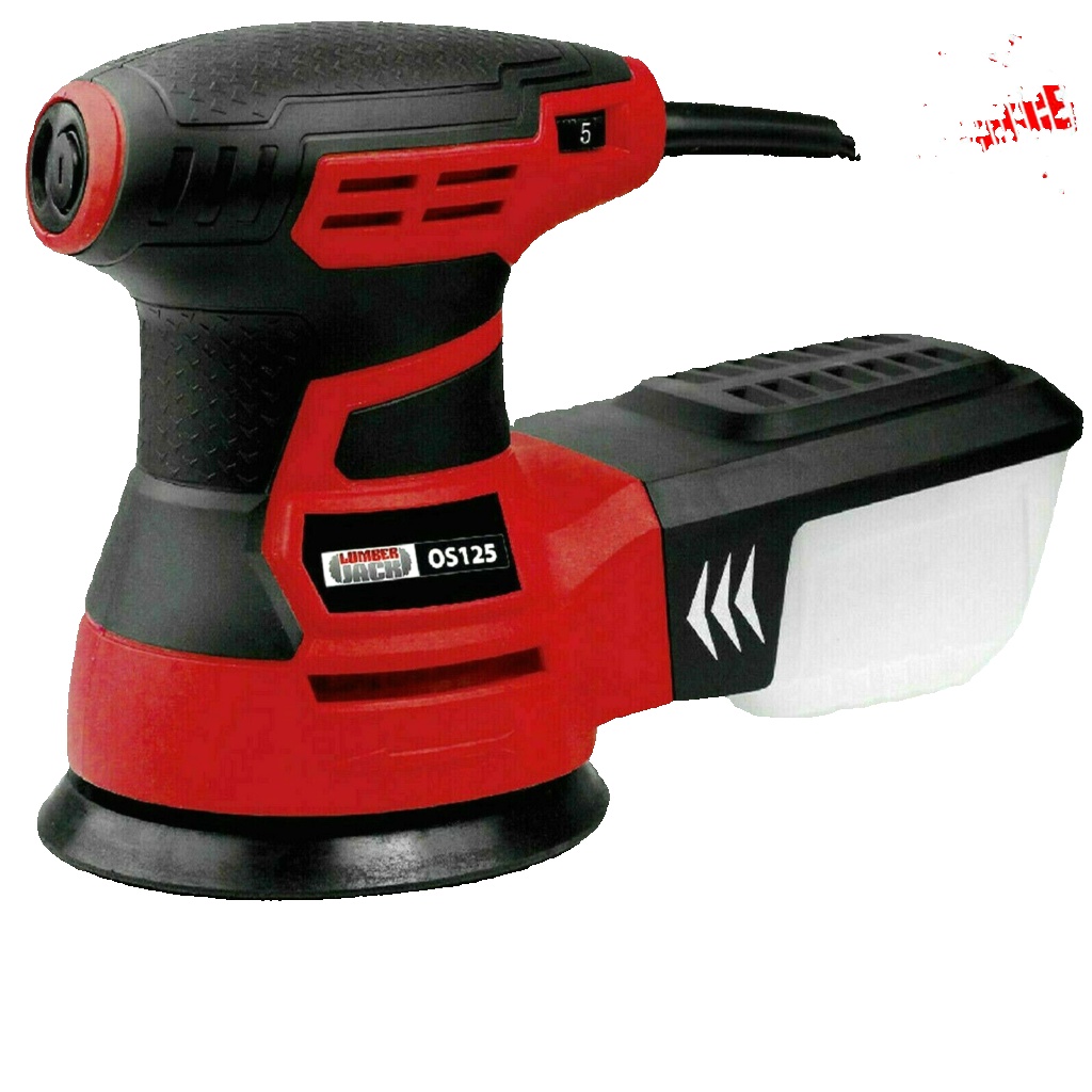 B&Q - Lumberjack Random Orbital Sander 350W 125mm Includes Dust Box & Sanding Pads Red - Image 3