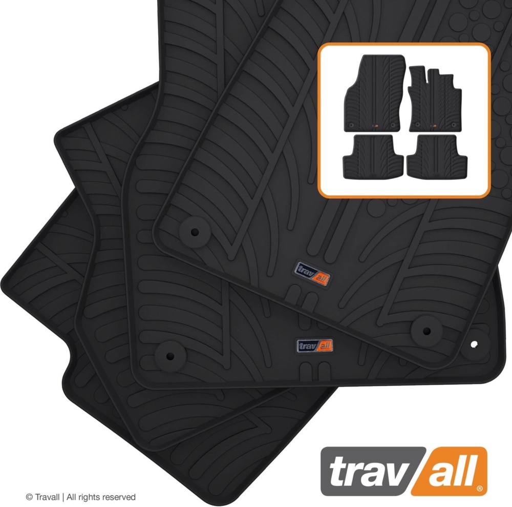 TRAVALL All Weather Floor Mats for VW T-Roc (2017- ) Premium Black Rubber Set