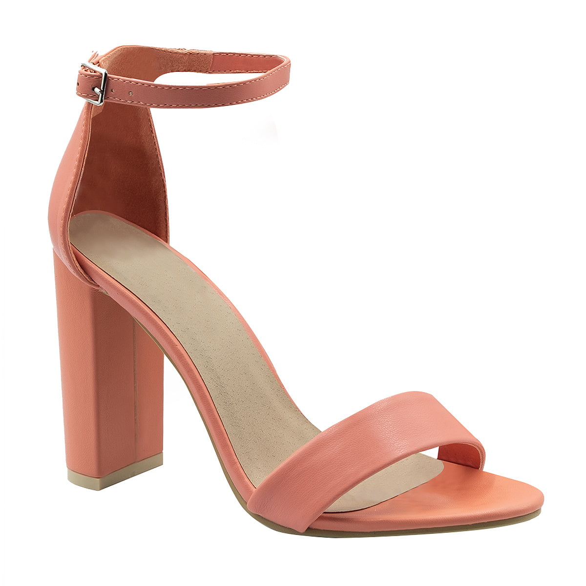 Where's That From Women's Coral 'Skye' Strappy Block Heels With Buckle Suede In Size 4