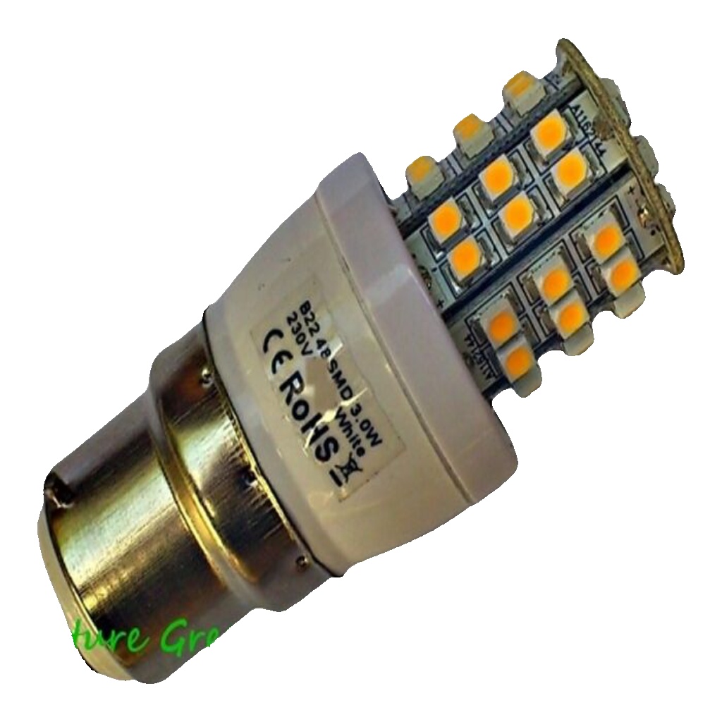 B22 BAYONET BC 48 SMD LED 240V 3W 240LM WHITE BULB ~45W