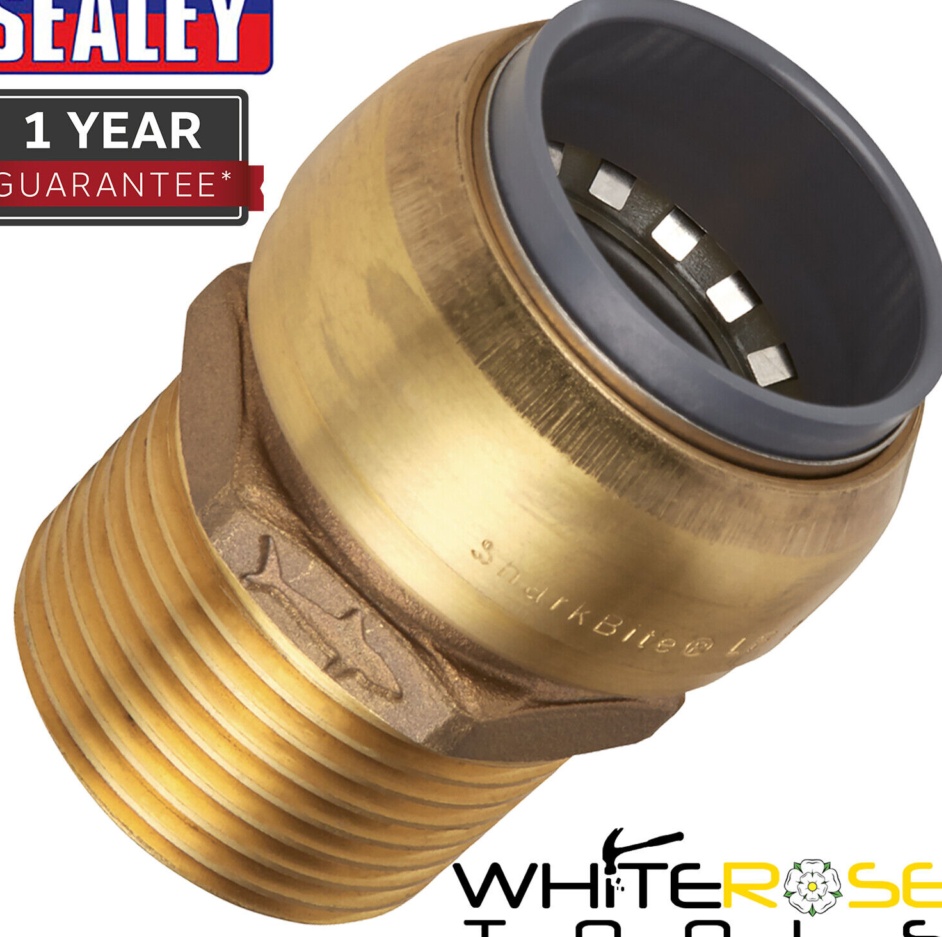 Sealey SBA22BSA SharkBite Brass Straight Adaptor 22mm x 3/4""BSPT