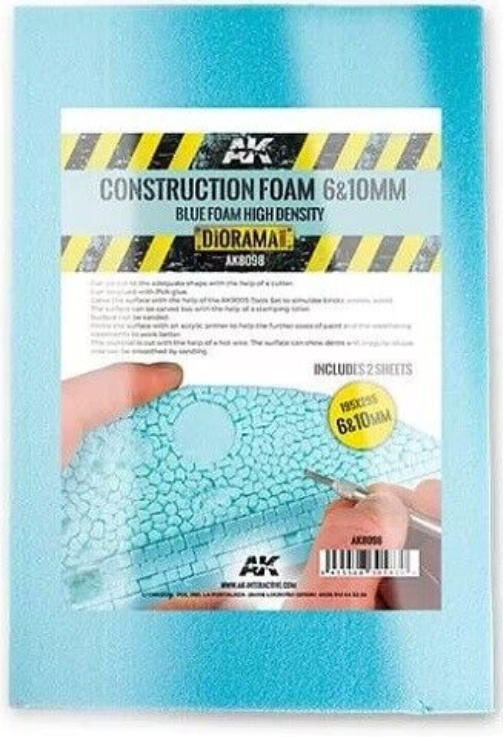 Ak Interactive AK8098 - Construction Foam 6 10mm - Blue Foam - New