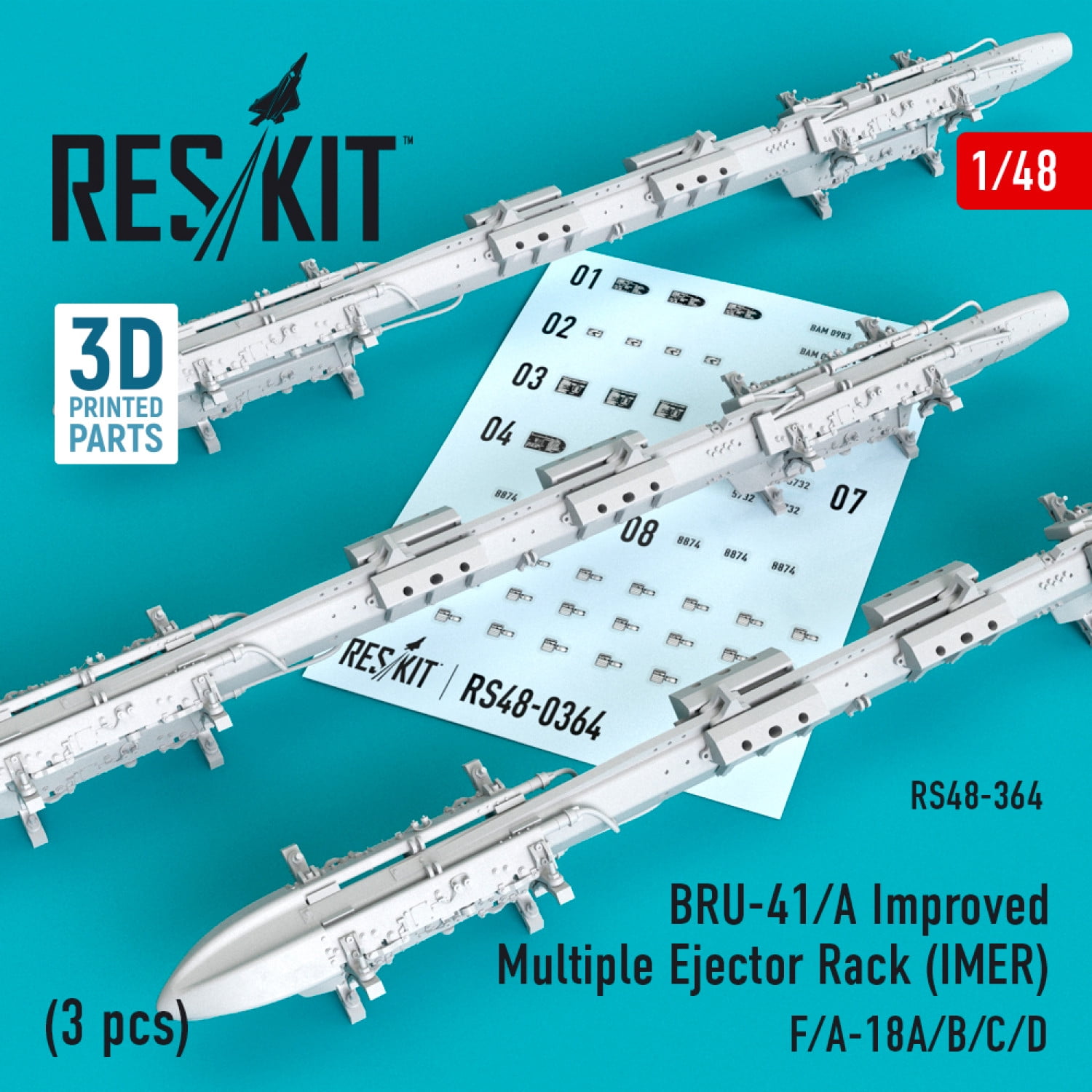 ResKit RS72-0364 1:72 BRU-41/A Improved Multiple Ejector Rack (IMER) Resin Kit
