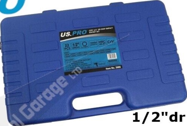 US PRO Tools 22pc 1/2"" dr Deep Impact Socket Set 8-32mm Socket,Ratchet Wrench UJ