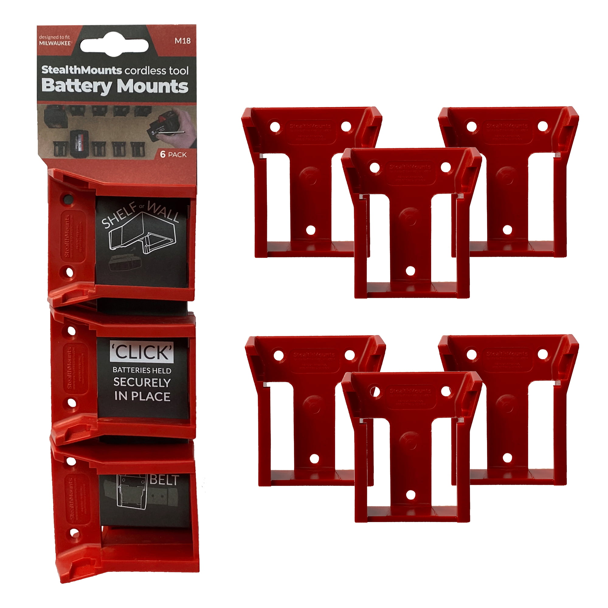 STEALTH MILWAUKEE 18v M18 Battery Mounts x 6
