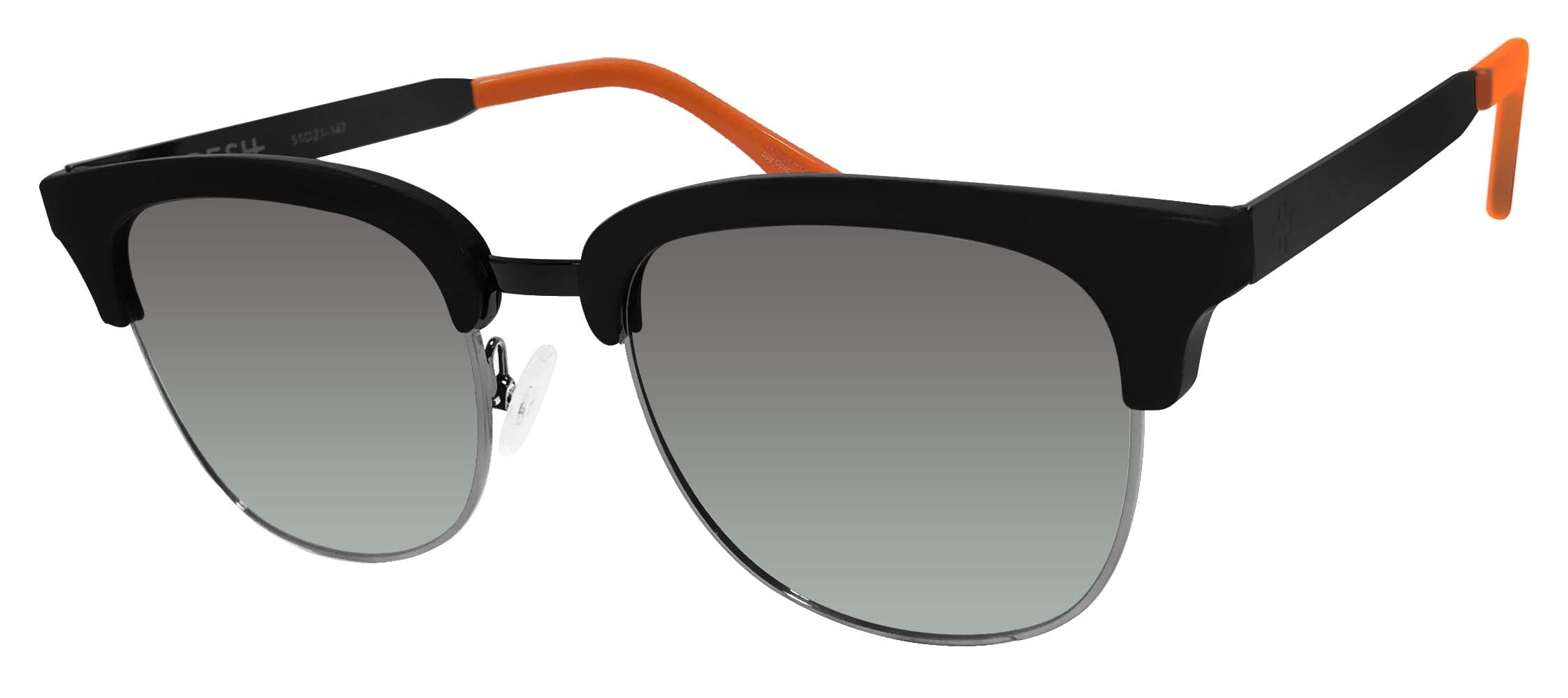 Spy Unisex Semi Rimless Matte Black Gloss Tangerine Ocean Fade Stout Sunglasses in Clear