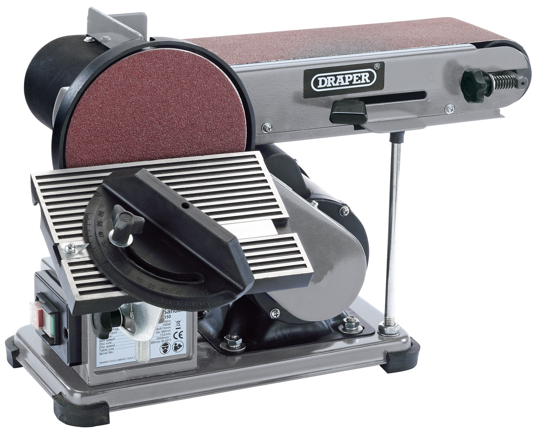 Draper Tools 53005 Belt Disc Sander Bench Mounting Wood Woodworking Tilt Mitre