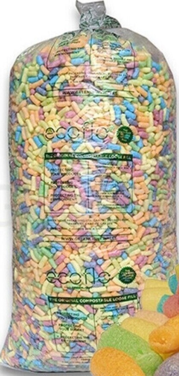 15 Cubic Foot Bag Of ECOFLO MIXED COLOUR Biodegradable Loose Void Fill 24HR DEL