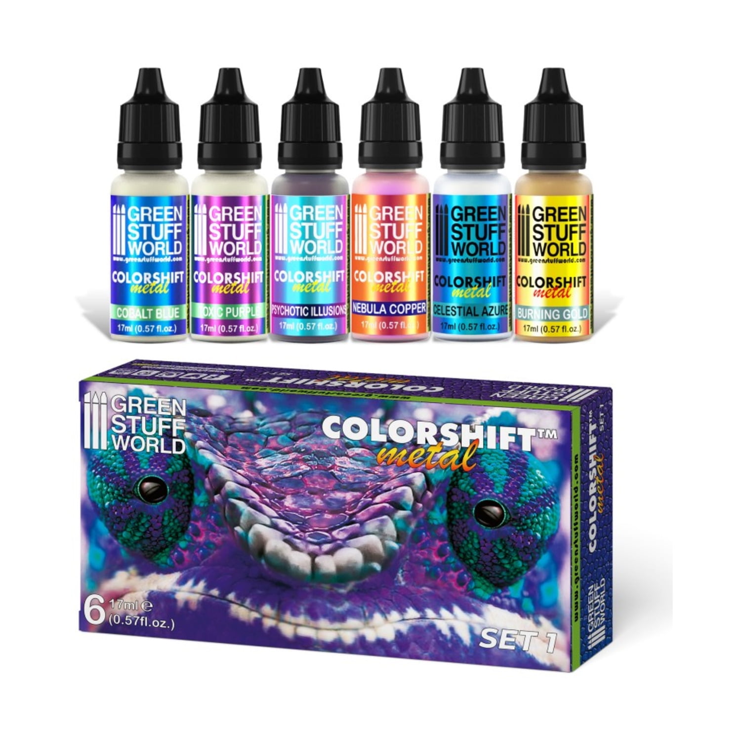 Green Stuff World Colorshift Metal Chameleon Acrylic Paint Set 1