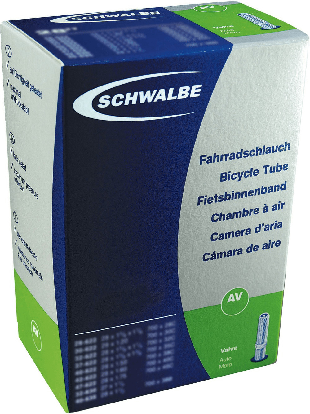 27.5 x 2.25 650B SCHWALBE AV21F Inner Tube 40mm Schrader / Car / Auto Valve
