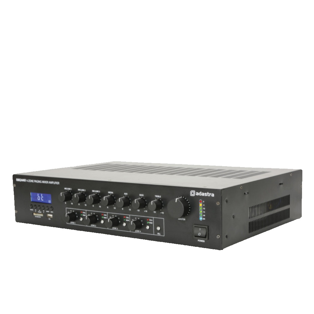 Adastra RM244V 240W Mixer Amplifier 100V 4-Zone Paging Bluetooth EQ USB SD FM