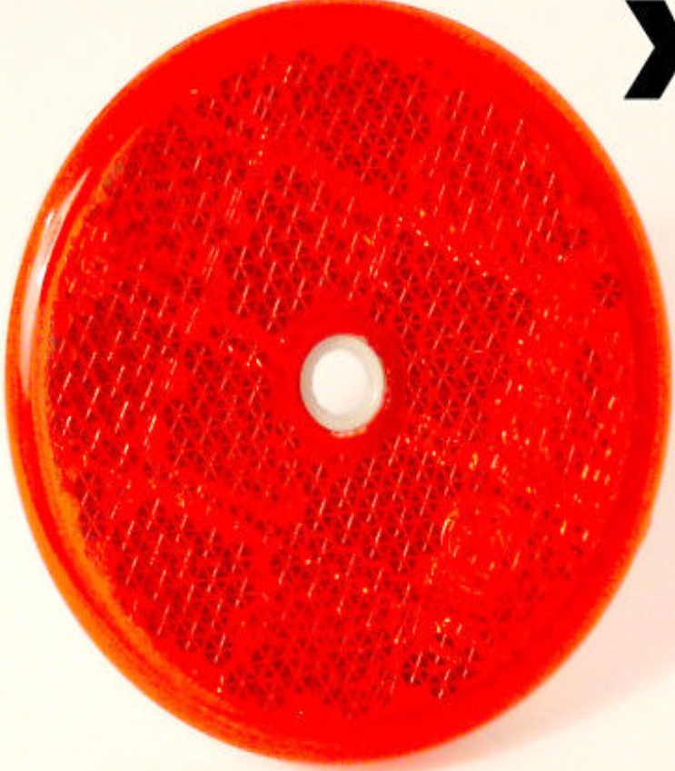 2 E-Approved Round Circular Reflectors Red 50mm for Trailer Caravan Gatepost