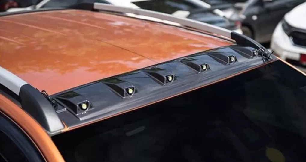 Matte Black Front Roof Spoiler Cover with LED for Ford Ranger 2012-2022 T6 T7 T8